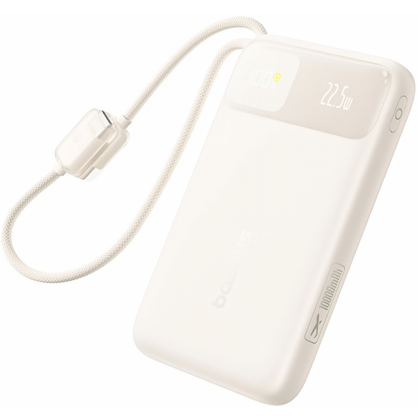 Baterie Externa Baseus EnerFill FC11, 10000mAh, 22.5W, QC + PD, 1 x Lightning - 1 x USB-A - 2 x USB-C, Bej E0027R05