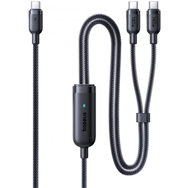 Cablu Incarcare USB-C - 2 x USB-C Baseus Flash 4 2in1, 140W, 1.5m, Negru E0426X00