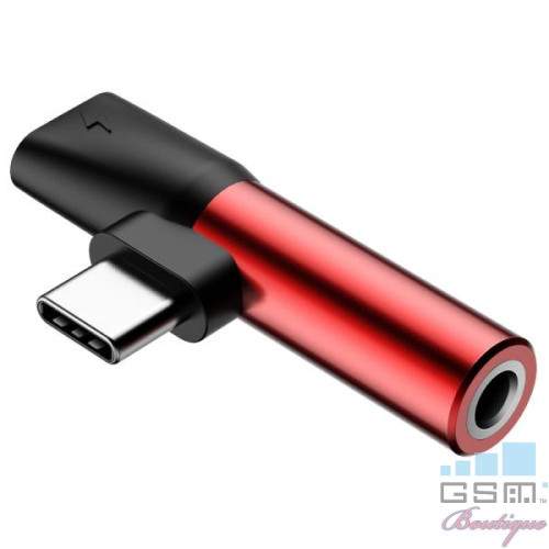 Adaptor BASEUS USB Type C - Jack 3,5mm Si Incarcare Negru
