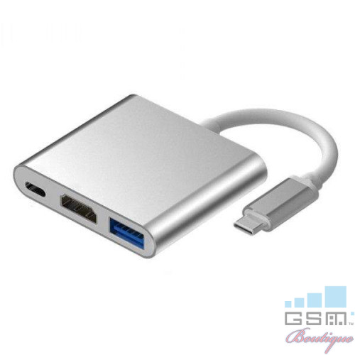 Adaptor Convertor USB 3.1 Type C la HDMI 4K, USB 3.0 si USB Type C