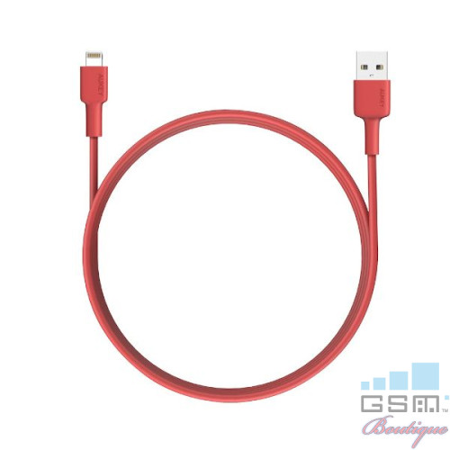 Cablu Date Si Incarcare Lightning iPhone 5 6 7 8 X XS 11 11 Pro Textil Rosu