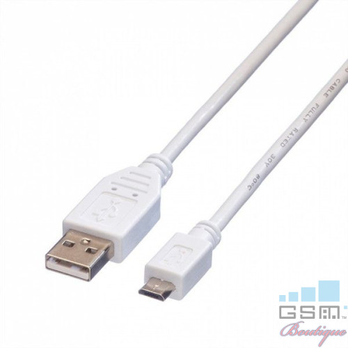 Cablu Date Si Incarcare Micro USB 5A 1m Alb