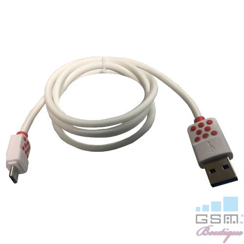 Cablu Date Si Incarcare Micro USB Allview V2 Viper i Alb Cu Buline