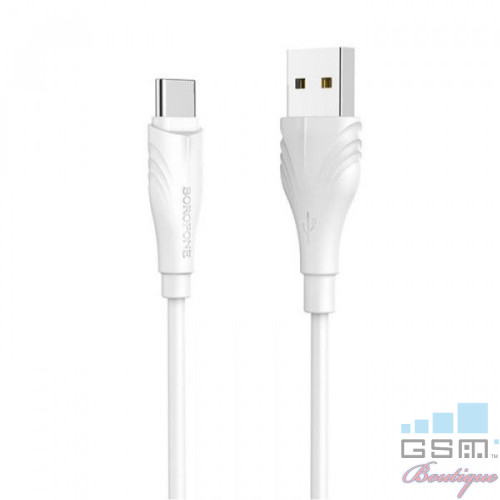 Cablu Date si Incarcare USB la USB Type-C Borofone Optimal BX18, 2 m, Alb