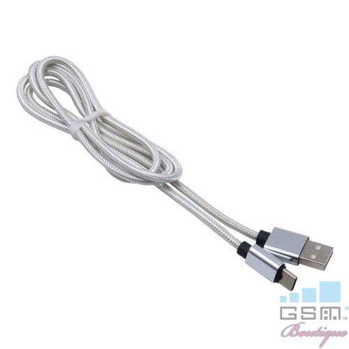 Cablu Date Si Incarcare USB Type C Samsung Huawei Allview Textil Gri