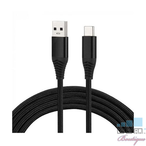 Cablu Date Si Incarcare USB Type C Samsung Galaxy A40 Textil Negru
