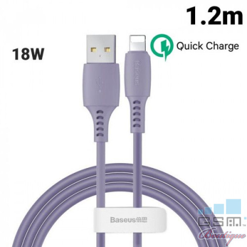 Cablu de date Baseus Colourful, USB To Lightning (iPhone), 2,4A, 1,2 m, Mov