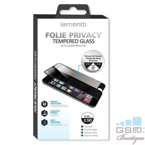 Folie iPhone 14 Pro Max Lemontti Sticla Privacy Full Fit Black