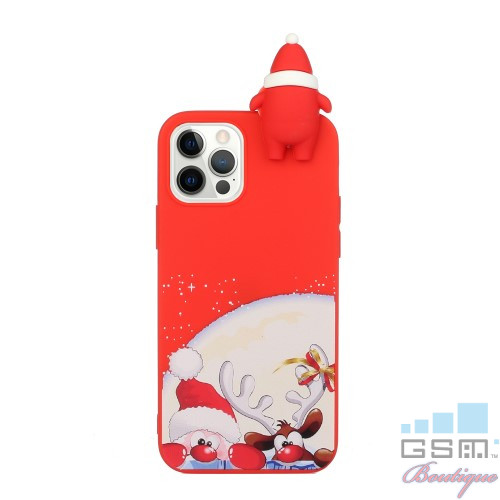Husa iPhone 12 / 12 Pro TPU Red Nose Santa and Moose Rosie