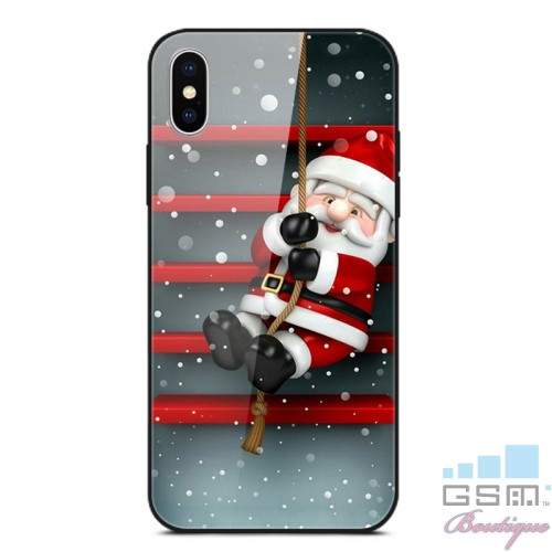 Husa iPhone X / XS Christmas Cu Spate Din Sticla Colorata