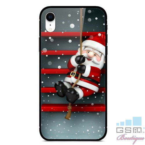 Husa iPhone XR Christmas Santa Claus Cu Spate Din Sticla Colorata