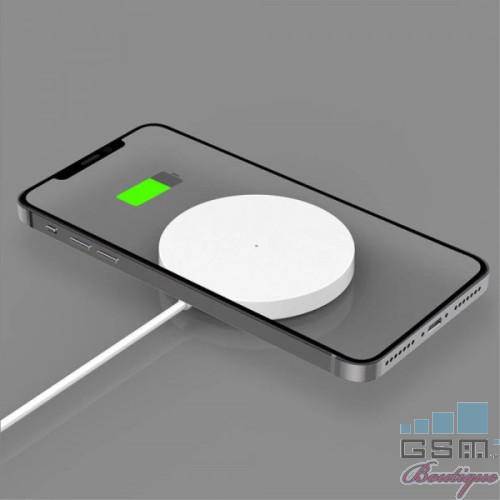 Incarcator wireless magnetic Magsafe pentru iPhone 12/12 mini / 12 Pro / 12 Pro Max, Alb