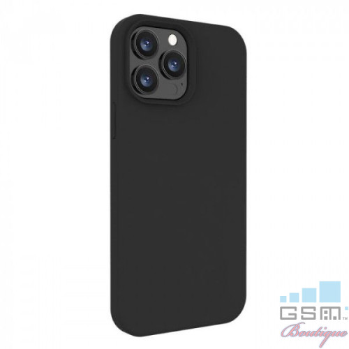 Lemontti Husa Liquid Silicon iPhone 13 Pro Black (protectie 360°, material fin, captusit cu microfibra)
