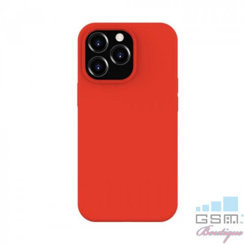 Lemontti Husa Liquid Silicon iPhone 13 Pro Red (protectie 360°, material fin, captusit cu microfibra)