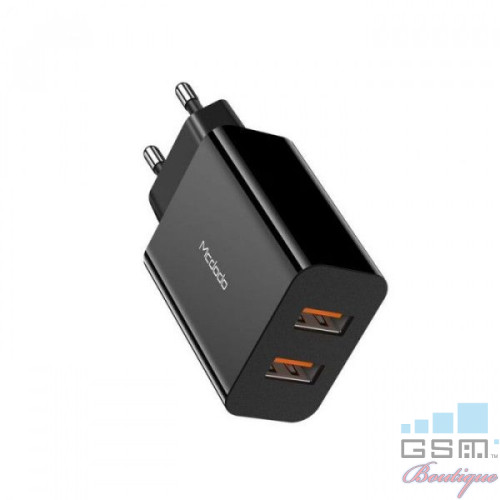 Mcdodo Incarcator Retea Quick Charger Dual USB Black (QC3.0, 18W)