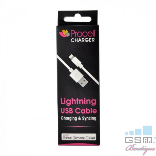 Procell Cablu USB MFI Lightning Alb 1m