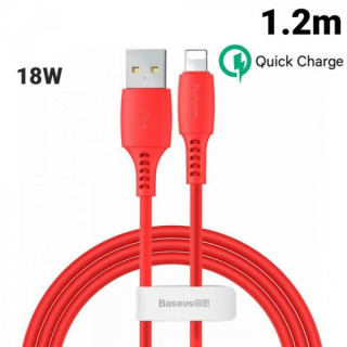 Cablu de date Baseus Colourful, USB To Lightning (iPhone), 2,4A, 1,2 m, Rosu
