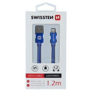 Cablu de date USB-Lightning, 1,2m, Textil, Albastru