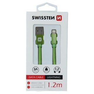 Cablu de date USB-Lightning, 1,2m, Textil, Verde