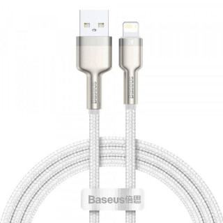 Cablu pentru incarcare si transfer de date Baseus Cafule Metal, USB/Lightning, 18W, 2.4A, 1m, Alb