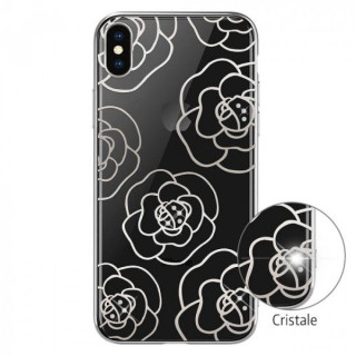 Devia Carcasa Camellia iPhone XS / X Silver (cu cristale, electroplacat, protectie 360°)