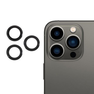 Folie Sticla Protectie Camera iPhone 13 Pro / 13 Pro Max Cu Inel Metalic Negru