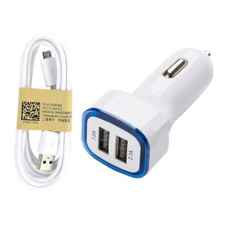Incarcator Auto Albastru Cu Cablu Micro USB