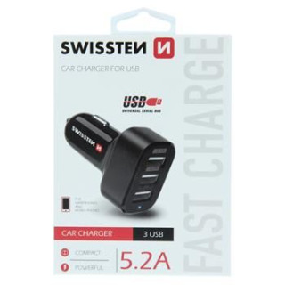 Incarcator Auto Swissten Cu 3 Porturi USB Negru