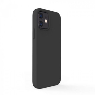 Lemontti Husa Liquid Silicon iPhone 12 / 12 Pro Black (protectie 360°, material fin, captusit cu microfibra)