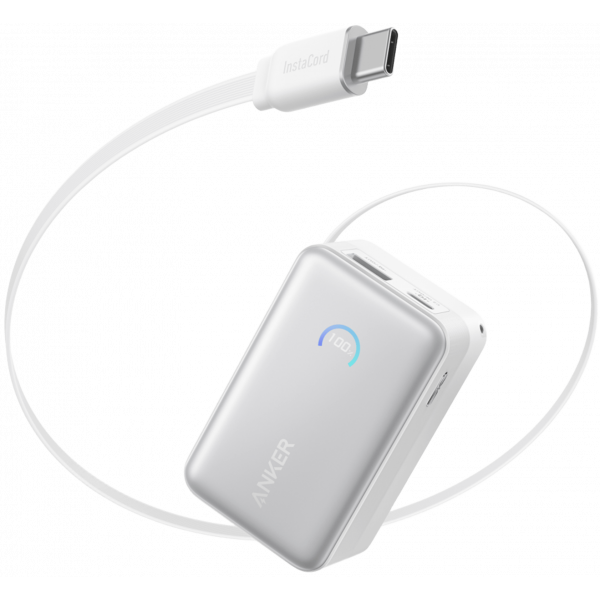 Baterie Externa Anker Nano, 10000mAh, 45W, QC + PD, 1 x USB-A - 2 x USB-C, Alba A1638H21