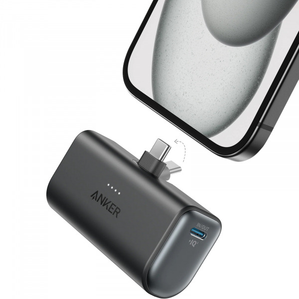 Baterie Externa Anker Nano, 5000mAh, 22.5W, PD, 2 x USB-C, Neagra A1653H11