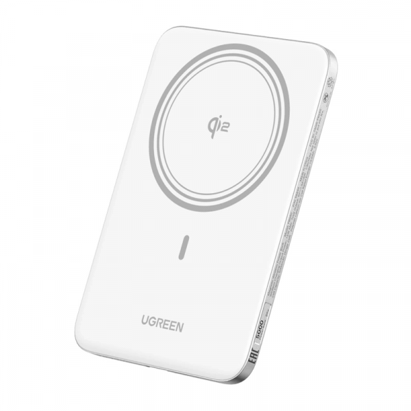 Baterie Externa Wireless UGREEN PB580 (95931B), 5000mAh, 20W, PD + FQI, 1 x QI - 1 x USB-C, Alba