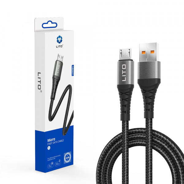 Cablu Date si Incarcare USB-A - microUSB Lito LD08V, 18W, 1m, Negru