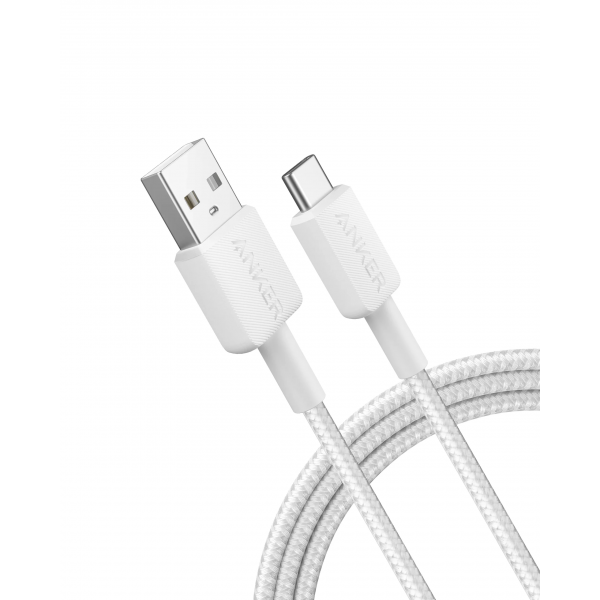 Cablu Date si Incarcare USB-A - USB-C Anker 322, 18W, 1.8m, Alb A81H6G21