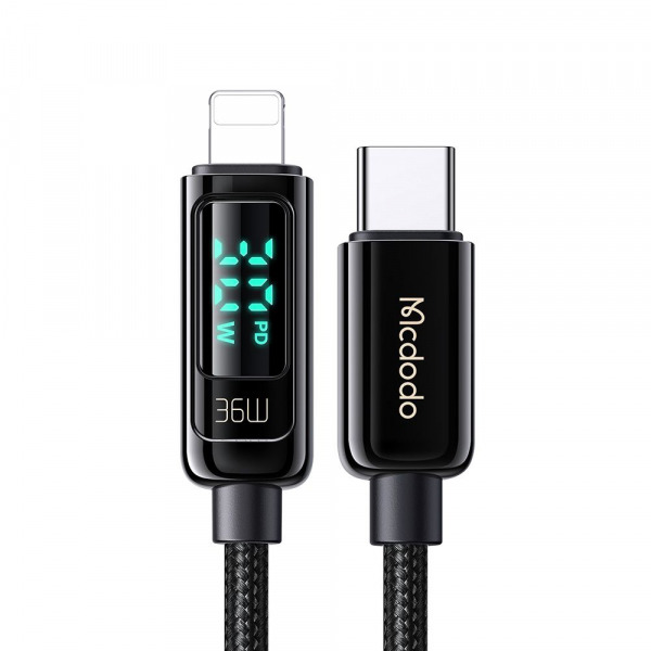 Cablu Date si Incarcare USB-C - Lightning McDodo CA-8810 Display, 36W, 1.2m, Negru