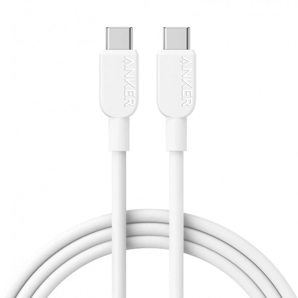 Cablu Date si Incarcare USB-C - USB-C Anker 310, 240W, 0.9m, Alb A81D5H21