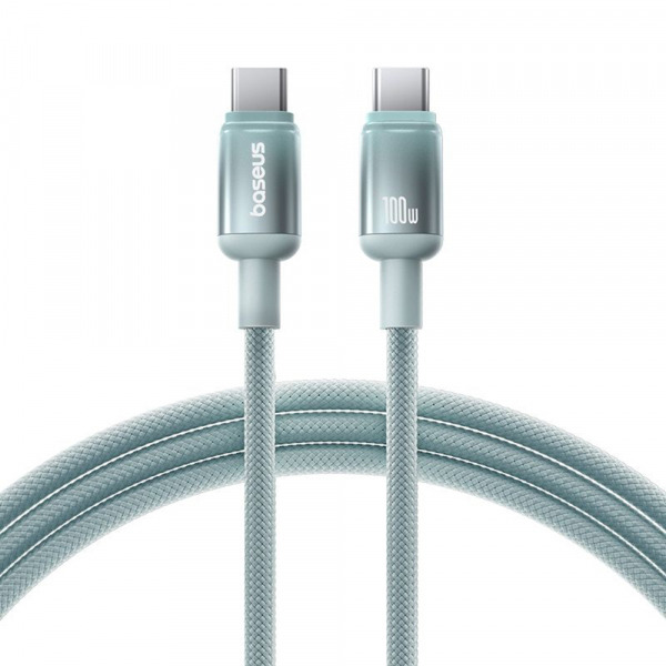 Cablu Date si Incarcare USB-C - USB-C Baseus Discolor, 100W, 2m, Albastru Verde E0420701