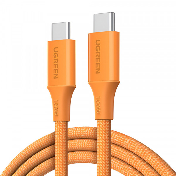 Cablu Date si Incarcare USB-C - USB-C UGREEN L502, 100W, 1m, Portocaliu