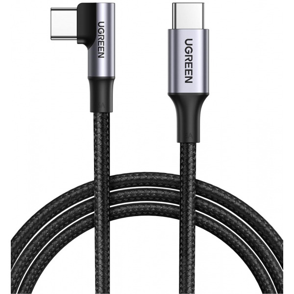Cablu Date si Incarcare USB-C - USB-C UGREEN US334 Angled, 100W, 2m, Negru