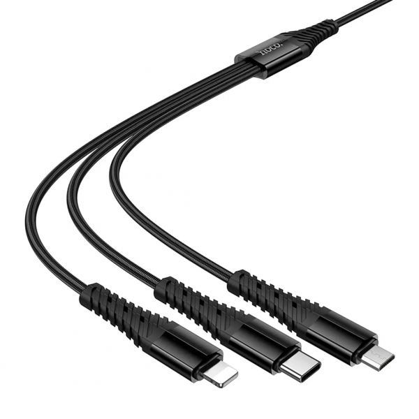 Cablu Incarcare USB-A / USB-C - Lightning / microUSB / USB-C HOCO X123 3in1, 10W, 1m, Negru