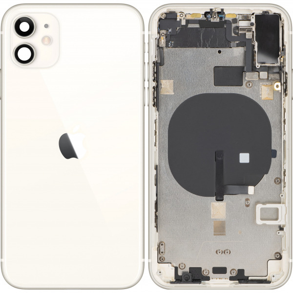 Capac Baterie Apple iPhone 11, Cu Carcasa Mijloc, Alb, Swap Premium