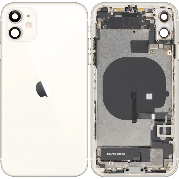 Capac Baterie Apple iPhone 11, Cu Carcasa Mijloc, Full Parts, Alb, Swap Premium