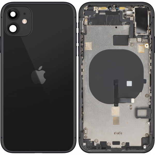 Capac Baterie Apple iPhone 11, Cu Carcasa Mijloc, Negru, Swap Premium