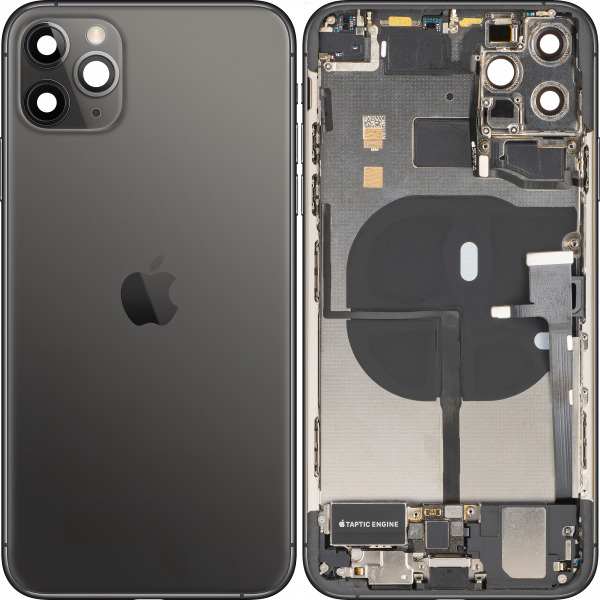 Capac Baterie Apple iPhone 11 Pro Max, Cu Carcasa Mijloc, Full Parts, Negru (Space Gray), Swap Premium