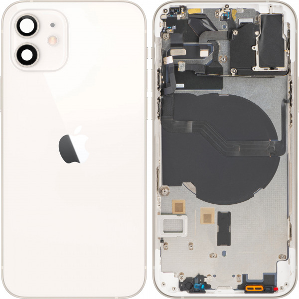 Capac Baterie Apple iPhone 12, Cu Carcasa Mijloc, Alb, Swap Premium