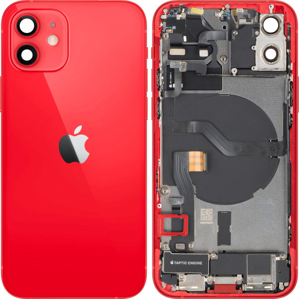 Capac Baterie Apple iPhone 12, Cu Carcasa Mijloc, Full Parts, Rosu, Swap Premium