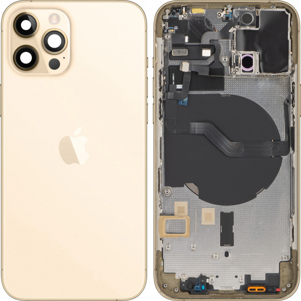 Capac Baterie Apple iPhone 12 Pro, Cu Carcasa Mijloc, Auriu, Swap Premium