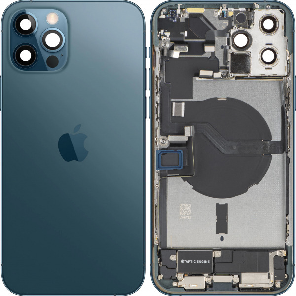 Capac Baterie Apple iPhone 12 Pro, Cu Carcasa Mijloc, Full Parts, Albastru (Pacific Blue), Swap Premium