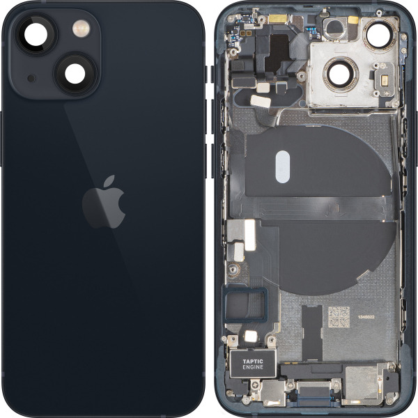 Capac Baterie Apple iPhone 13 mini, Cu Carcasa Mijloc, Full Parts, Negru (Midnight), Swap Premium