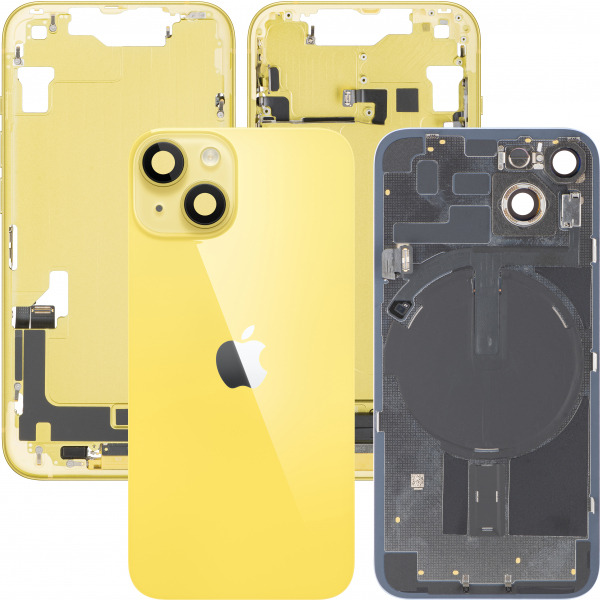 Capac Baterie Apple iPhone 14, Cu Carcasa Mijloc, Full Parts, Galben, Swap Premium